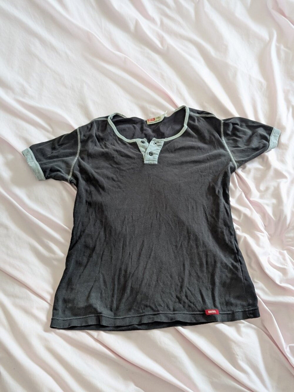 Diesel Black Henley Underwear Sleep Top S
